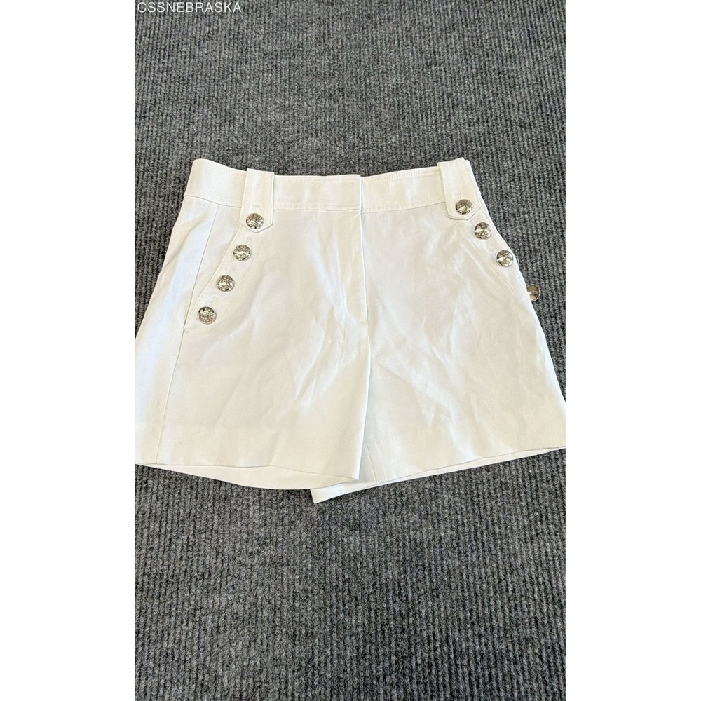 White House Black Market White Sailor Button Trim Shorts Womens Size 8 Nautical